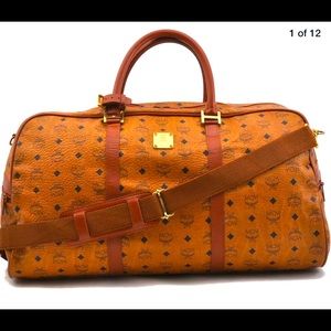 Authentic MCM Visetos Leather Vintage Boston Bag